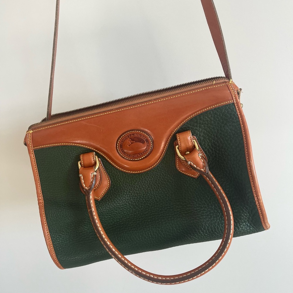 Vintage Dooney & Bourke Dark Green and Brown Leather Purse